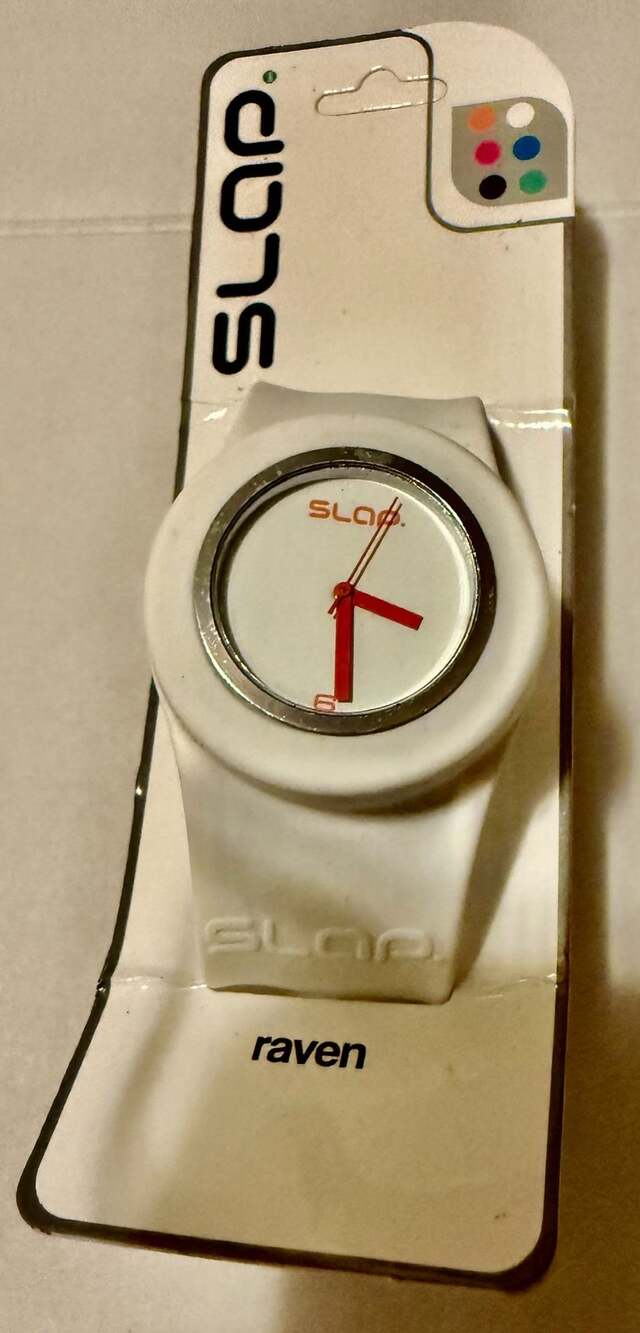 Slap Watch Raven White Silicone Rubber Slap Wristwatch